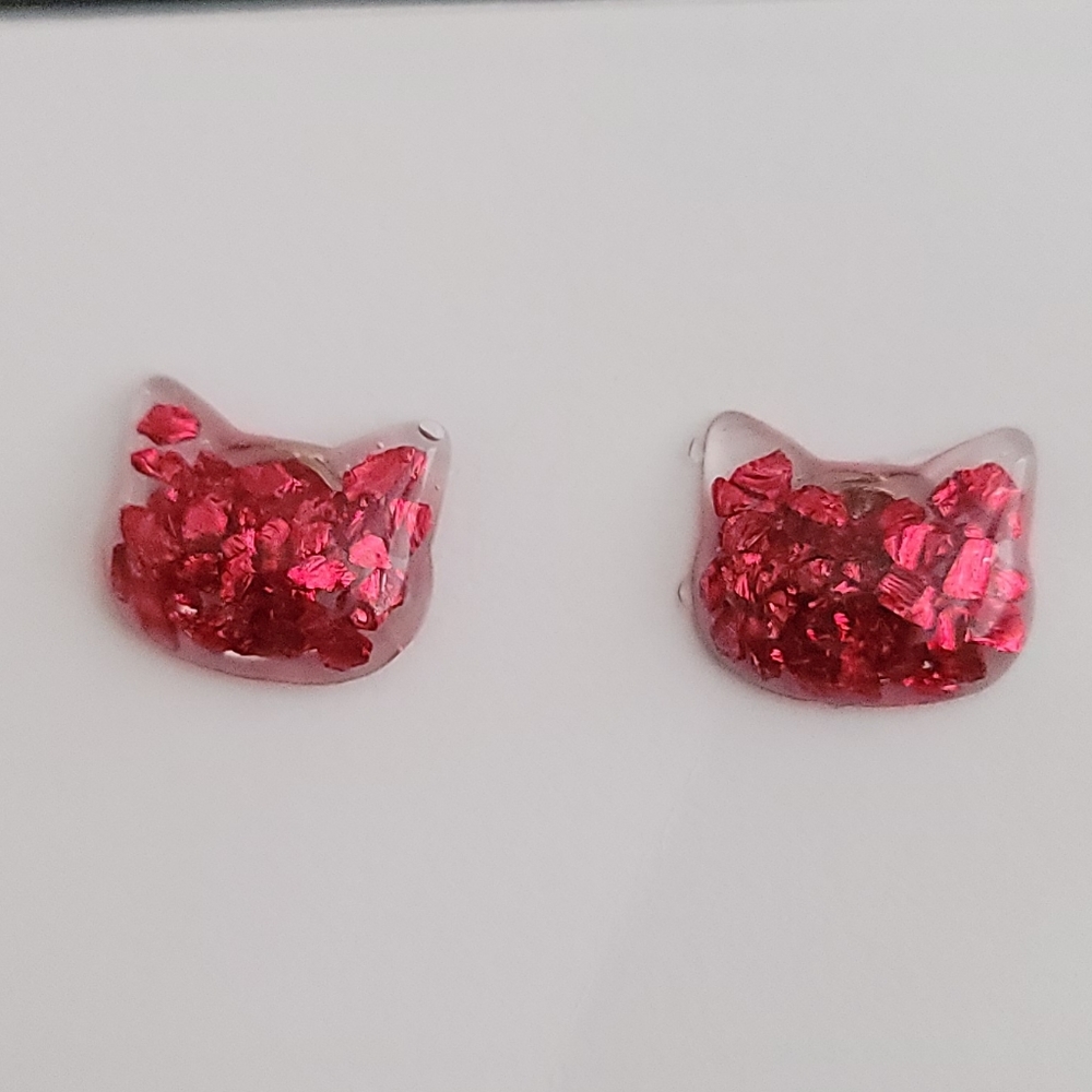 Resin Cat Stud Earrings
